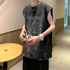 水洗短袖可拆卸背心男款重磅夏季百搭宽松T恤休闲上衣T02-P40，男装T恤，星座308B-2