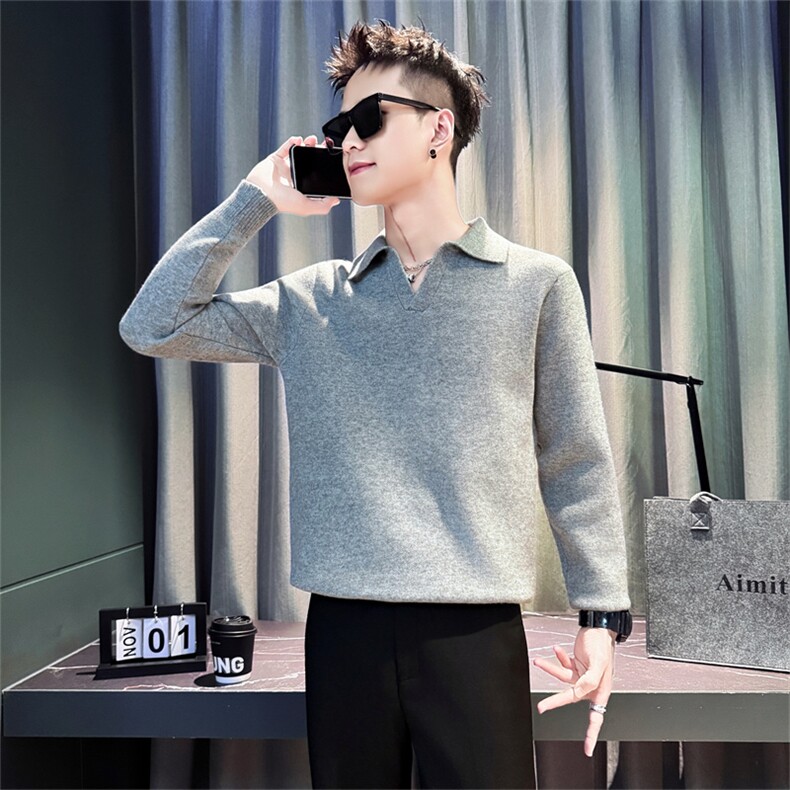 M1633-P68-控98高级翻领毛衣内搭男款休闲长袖线衣打底衫秋冬新款,男装T恤,星座102A（原电商D309-1）