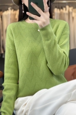 软糯羊毛圆领提花针织衫女秋冬新内搭打底衫低领毛衣宽松大码毛衫，女装针织衫/毛衣，大美人包芯纱店