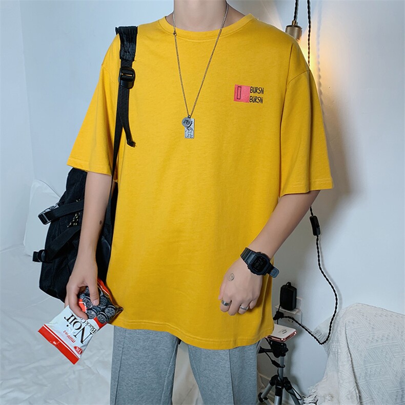2021春夏新款港风潮流韩版宽松情侣字母印花男装短袖T恤T83-P30图片