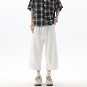 8XL-M七分裤男款夏季冰丝薄款休闲裤子宽松大码7分短裤QK27001P40图片