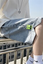 2025夏季新款港风男浅蓝色休闲牛仔短裤D201-DM156-P45，男装牛仔裤，电商D321-1