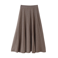 羊范羊毛显瘦针织半身裙女高腰百褶A字大摆裙中长款时髦伞裙，女装半身裙，臻纶羊绒