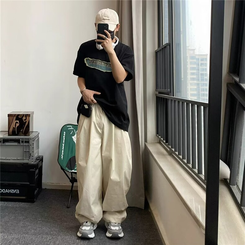 美式复古春秋薄款休闲速干阔腿裤男宽松直筒工装长裤GA34-P40,男装工装外套,星座208-5