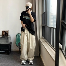 美式复古春秋薄款休闲速干阔腿裤男宽松直筒工装长裤GA34-P40，男装工装外套，星座208-5