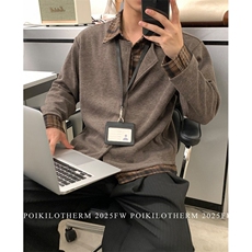 秋季新款美式复古风假两件拼接衬衫领针织衫开衫外套MA6767，男装针织衫/毛衣，星座1116A（原606A-3）