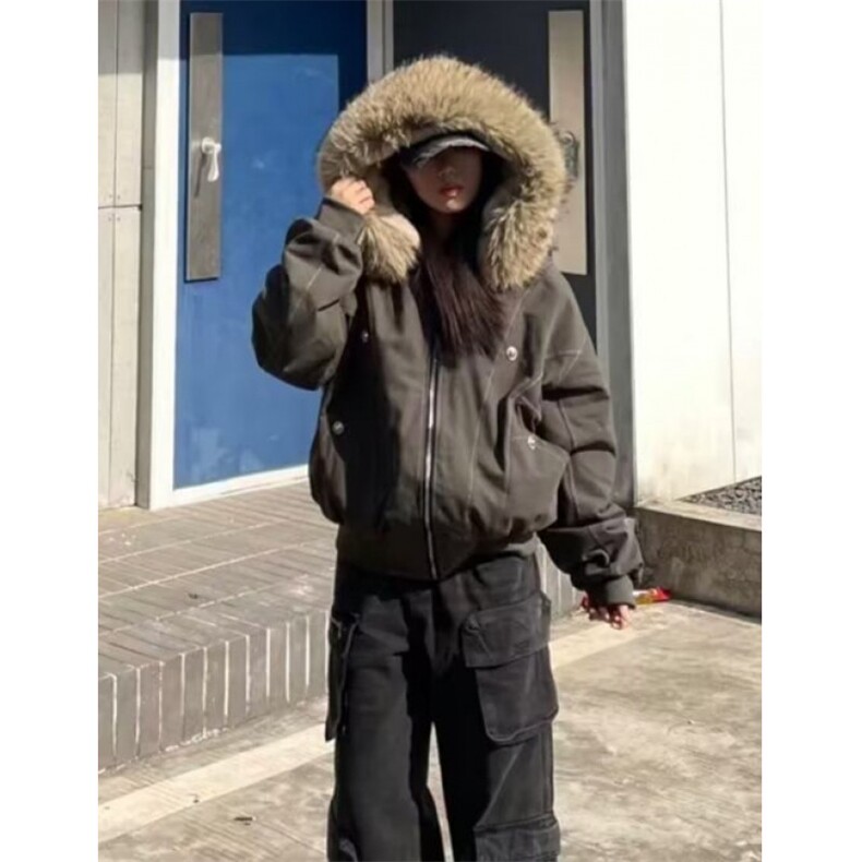 山雕毛绒连帽棉服女冬季棉袄美式宽松棉上衣男夹棉外套M916,男装棉衣,星座1116A（原606A-3）