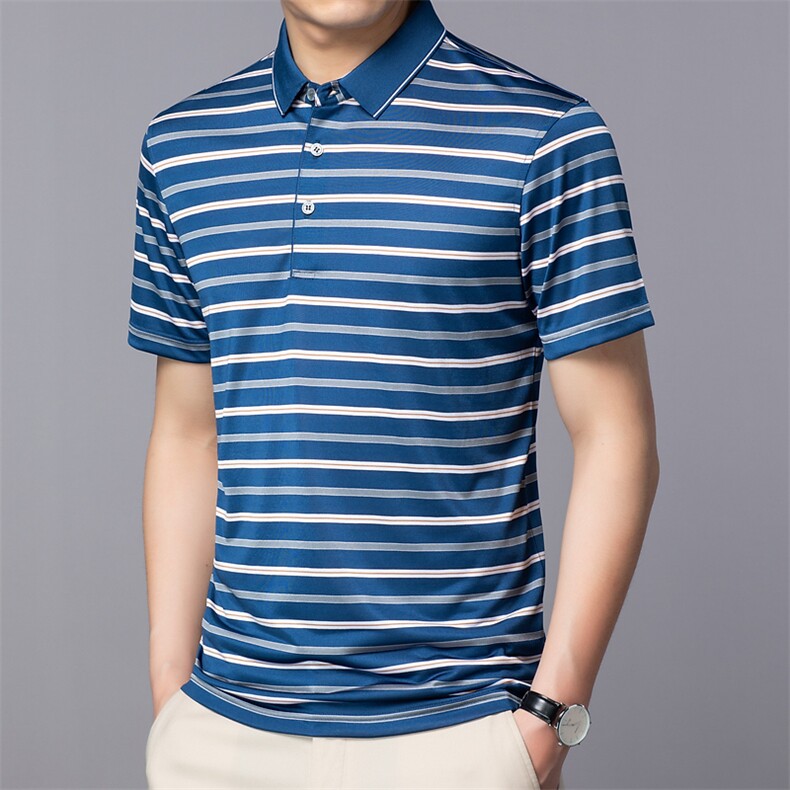 夏季新款男士翻领短袖t恤中年有领男装上衣服休闲POLO衫图片