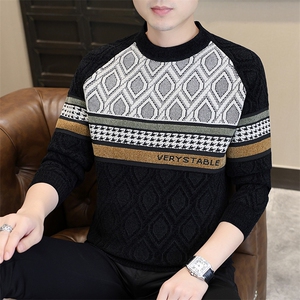 秋冬新款男士加厚潮流针织衫内搭个性图案毛衣1018-1-M629-P38图片