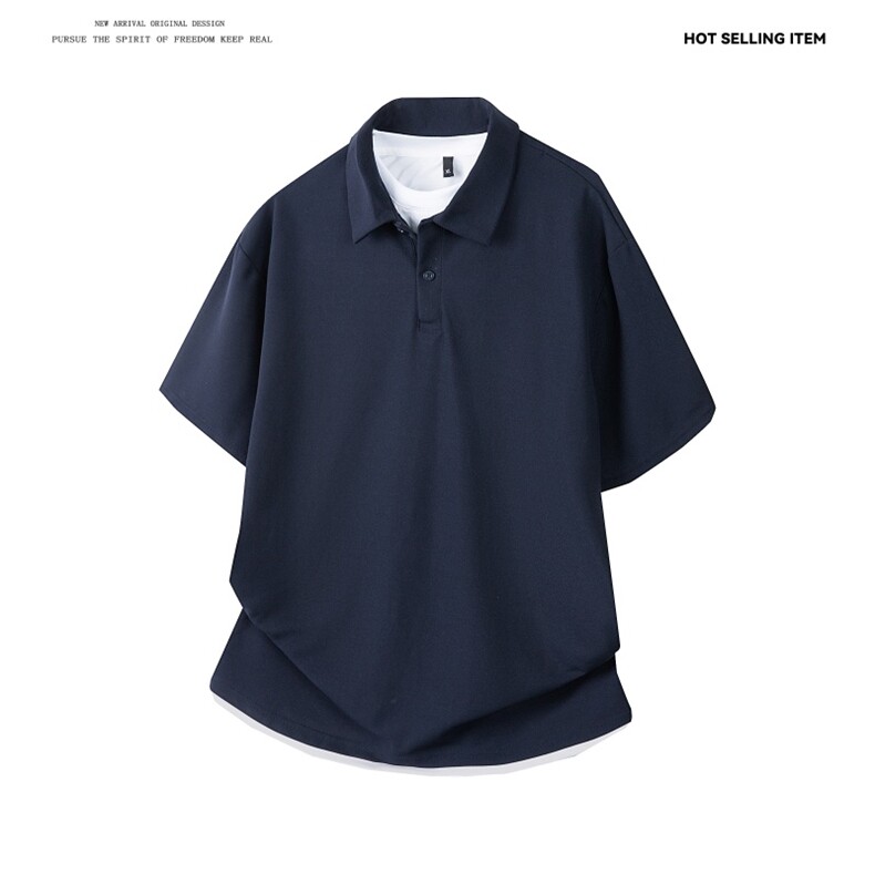 PL9006-P35-控58-假两件现货POLO衫男短袖T恤纯色翻领透气网眼,男装T恤,星座116