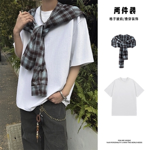 2026夏季新款 5XZ1022-TP3068 披肩屁帘一套短袖纯棉T恤衫男图片