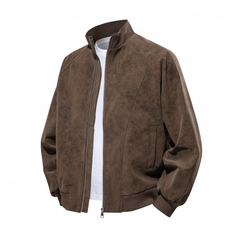 春季新款荔枝纹皮衣外套立领情侣宽松潮流工装拉链夹克JK2601/P78，男装夹克，电商B318