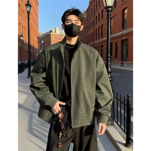 抖音得物 美式潮休闲夹克春季立领纯色复古工装加厚棉服外套MF01图片