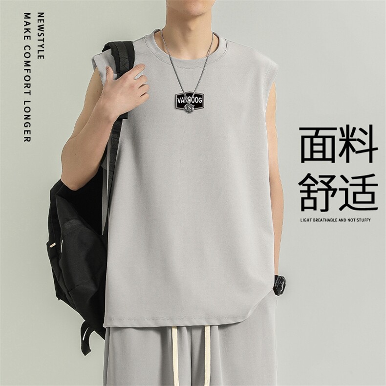 无袖t恤夏季薄款潮流坎肩运动健身冰丝背心TT383-特批-34图片