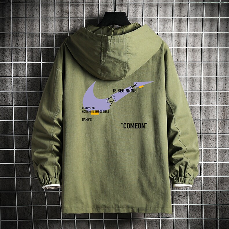 JK41259-P85纯棉连帽夹克男士大码工装男上衣外套网格挂拍,男装夹克,电商A040A