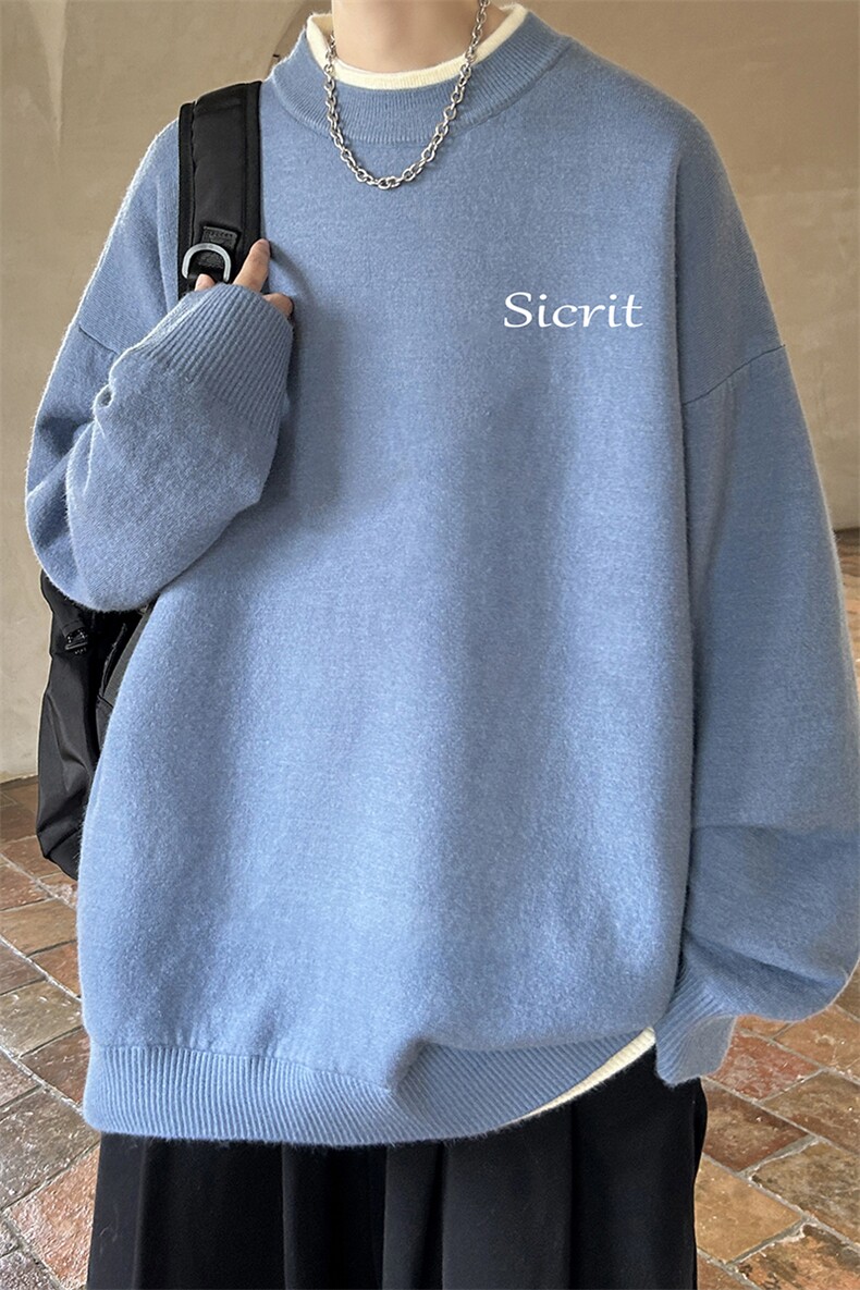 控78假两件毛衣男大码加绒针织衫男毛线衣M80098-P55加绒P70,男装针织衫/毛衣,电商A040