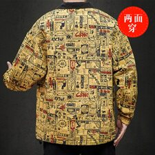 2021春秋季新黑墙日系大码报纸印花刺绣男两面穿夹克外套J6015-P65，男装夹克，电商A001