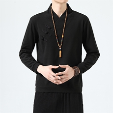 2026新款秋冬风长袖卫衣汉服盘扣中式保暖打底衫2378-P60，男装T恤，星座1105-3