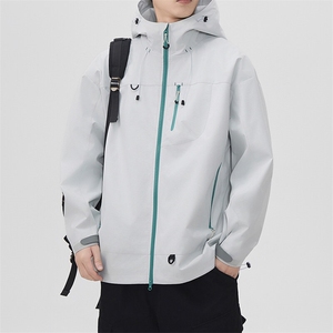 中性风户外夹克男连帽纯色上衣冲锋衣外套DSA157B-JK7870-P65图片