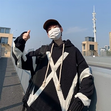 美式高街毛衣男卫衣连帽潮牌秋高级感慵懒宽松潮牌复古针织衫外套，男装针织衫/毛衣，星座1116-2