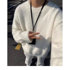 秋季美式潮流小众宽松少年感针织衫男生慵懒风百搭打底衫圆领毛衣，男装T恤，星座506A