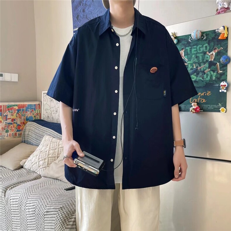 夏季短袖工装衬衫口袋翻领衬衣上衣C4074p35,男装衬衫,星座1013