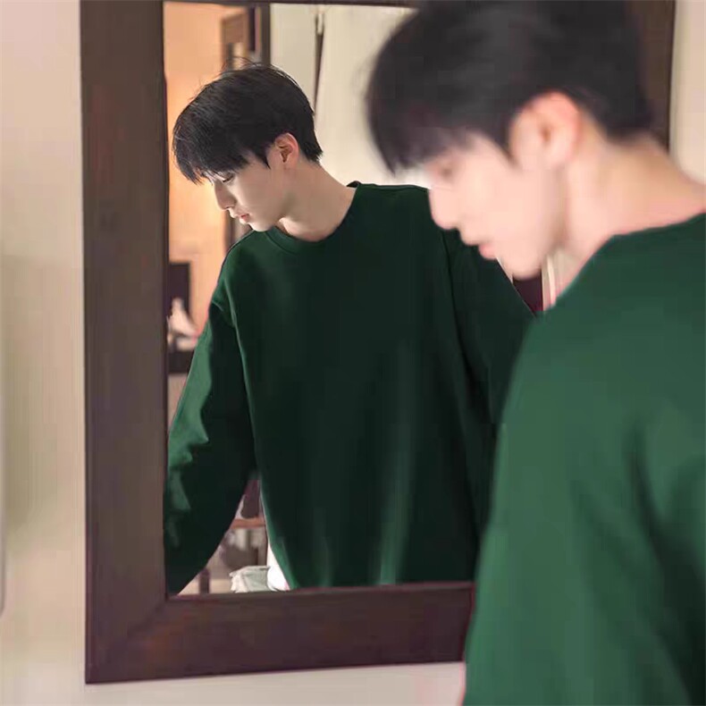 美拉德义乌棕色卫衣男230g精梳纯棉重磅内搭打底衫秋上衣长袖t恤图片