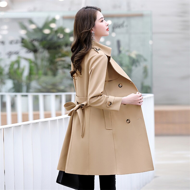 风衣女中长款2025年春季新款女装修身英伦风显瘦气质春秋时尚外套，女装风衣，采品优优