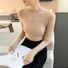 2025年秋季新款百搭女士12针一线成衣抽条手缝黑条，女装羊绒衫，百越羊绒