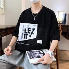 84166-P42潮短袖T恤潮牌潮流宽松ins港风体桖百搭休闲原宿风，男装T恤，电商D310B