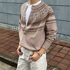 费尔岛针织开衫毛衣秋冬装新款宽松慵懒高级感上衣MY5616，男装针织衫/毛衣，星座516A
