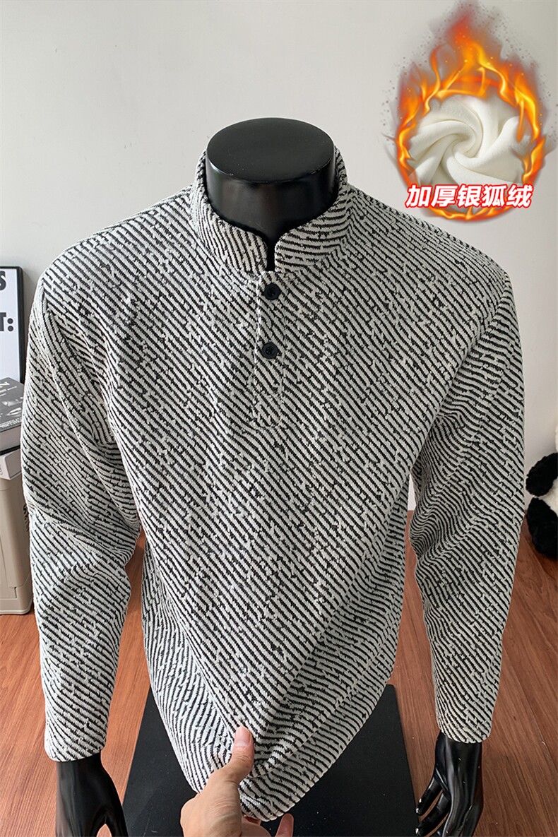 休闲polo衫男秋季校园风亨利领大码上衣cleanfit健身运动长袖T恤,男装T恤,电商A001-1
