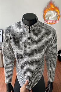休闲polo衫男秋季校园风亨利领大码上衣cleanfit健身运动长袖T恤图片