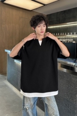 8XL-M特大码短袖男假两件五分袖高品质空气层宽松上衣DX321P35，男装T恤，电商D206-1