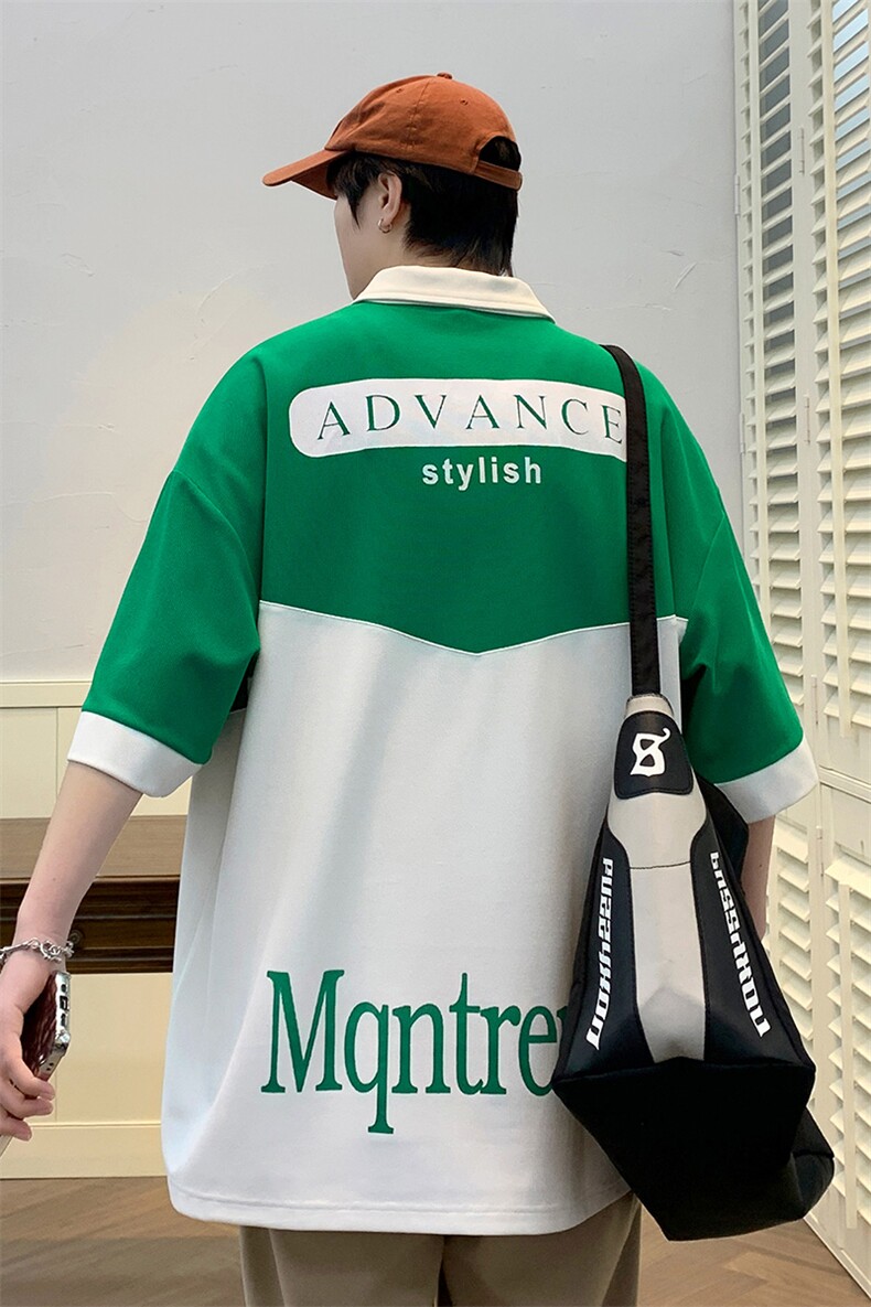 夏上新青少年刺绣半袖T恤拼接印花翻领Polo衫男女628-P40控价68,男装Polo衫,电商A441-1