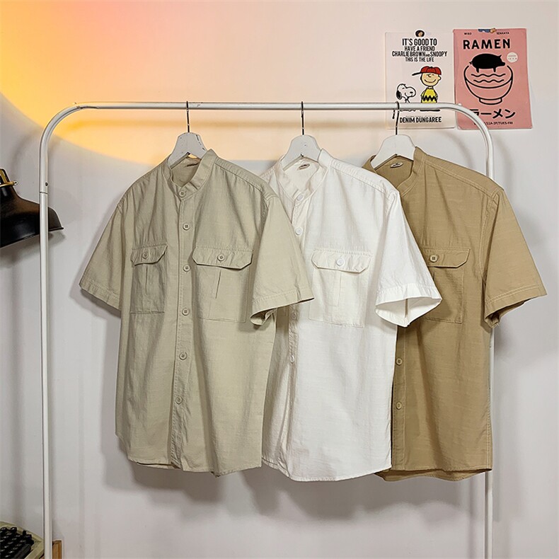 纯色短袖衬衫男女休闲潮大码夏季小清新文艺 E811 P55限78图片