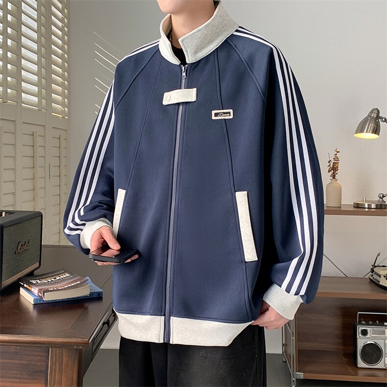 H216P55加绒65新品条纹卫衣开衫,男装卫衣,星座304A-1