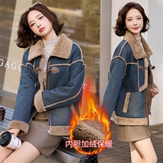 梦依缘2025冬时尚精品舒适休闲加绒牛仔外套二，女装短外套，梦依缘