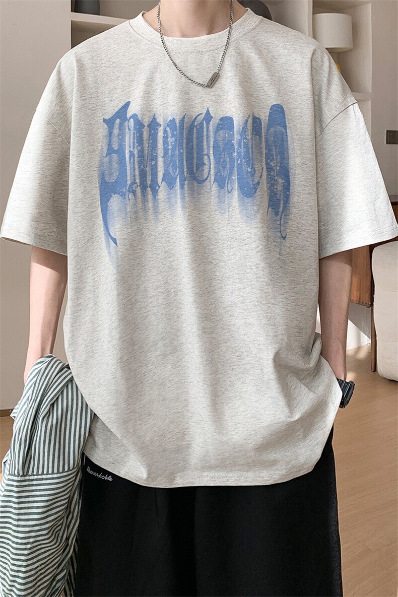 图案已注册夏季新款短袖T恤男潮港风宽松休闲半袖体恤衫D147/P25,男装T恤,电商B209