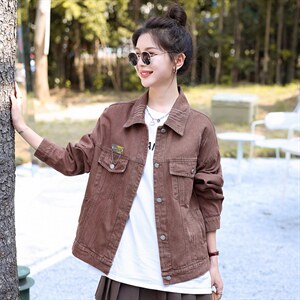 粉色牛仔春秋女2025新款青春减龄甜美学院风宽松半身裙图片