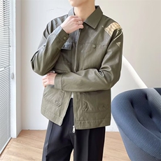 春秋季翻领皮夹克男士皮衣青年帅气机车服休闲轻熟上衣男JKA25，男装夹克，星座1116A-2（原606A-1）