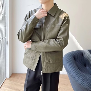春秋季翻领皮夹克男士皮衣青年帅气机车服休闲轻熟上衣男 JKA25图片