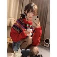 【有货】DM6718-P58新年红圣诞毛衣学生秋冬2026新款慵懒风针织衫，男装针织衫/毛衣，星座603-2