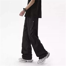 1506/QA020/P43美式褶皱工装裤男夏季薄款设计感速干伞兵裤，男装工装外套，星座1506