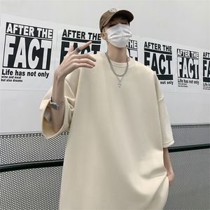 抖音得物直播高品质二开240克美式高街麂皮绒光版纯色短袖t恤12.5图片