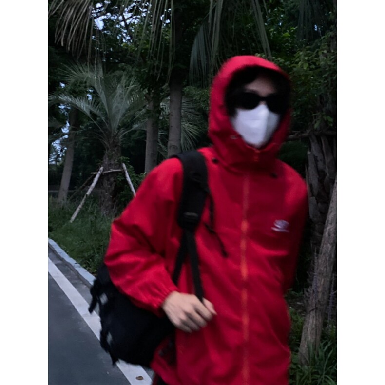 美式户外山系机能连帽红色冲锋衣男女 外套W30113-P65图片