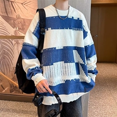 条纹毛衣男秋冬款小众高级感大码针织衫X698P40，男装针织衫/毛衣，星座1116-2