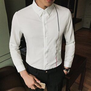 2021春秋装长袖衬衫男装 韩版修身长衬衣男式休闲寸衣816B-NY15图片