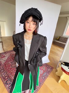 肌里感小终黑色西装外套,女装西装,WAN QING万青