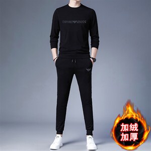 圆领卫衣中老年运动服套装男士中年休闲爸爸装2023秋季新款两件套图片